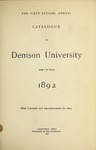Sixty-Second Annual Catalogue of Denison University, 1892-1893